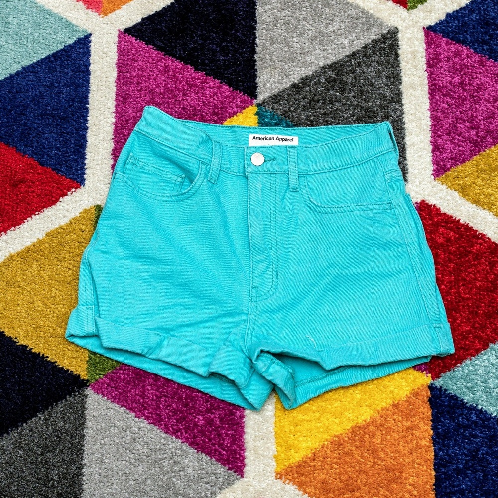 American Apparel Teal Denim Shorts